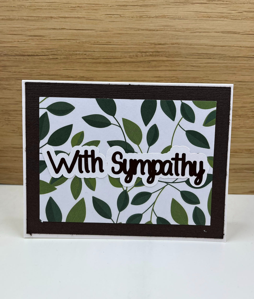 Mahogany Trim Foliage Sympathy Card
