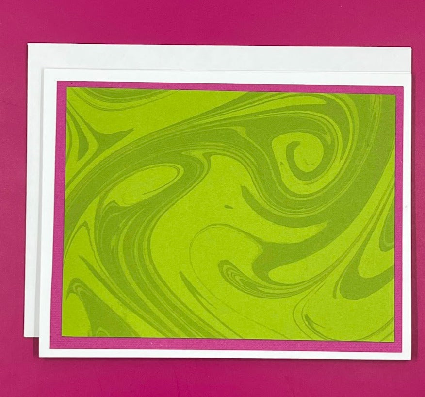 Marbled Pink & Green Greeting Card