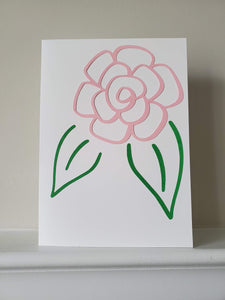 Pink Rose Silhouette Greeting Card